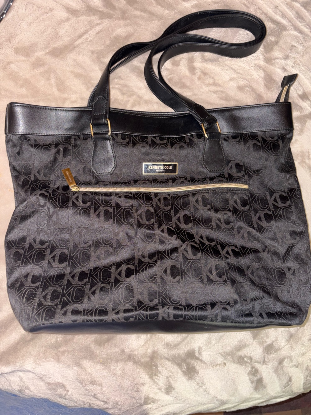 Kenneth Cole Black Logo Tote Bag
